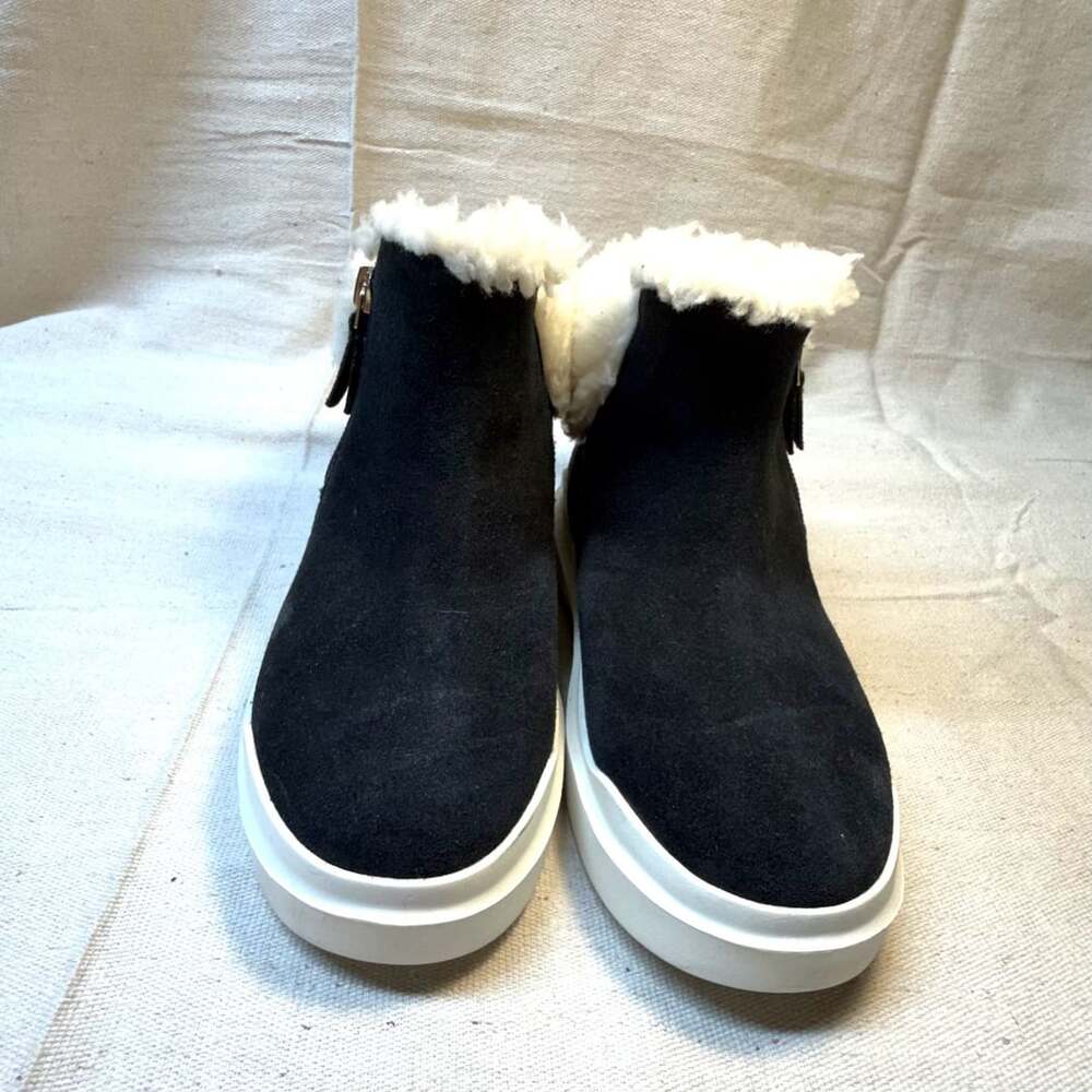Cole Haan GrandPro Rally Faux Fur Trim Sneaker Bootie Black Suede